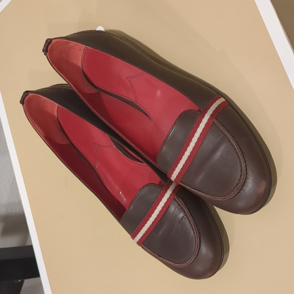 Bally brown leather loafers